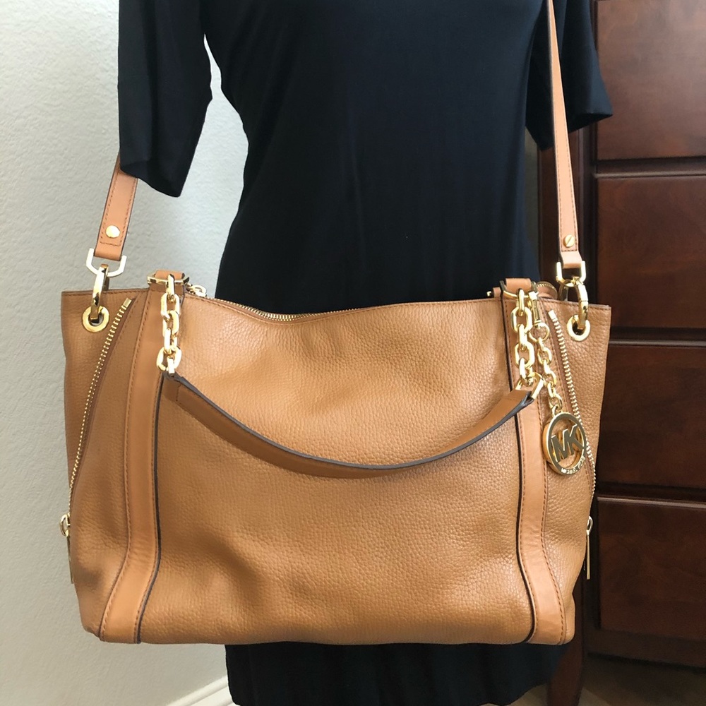 Michael Kors pebble satchel with side zippers